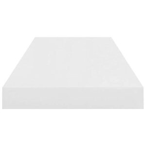 NusGear Floating Wall Shelf High Gloss White 23.6"x9.3"x1.5" MDF