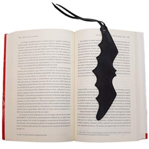 Hide & Drink, Bat Bookmark Leather/Superhero/Comics/Bookworm Gifts/Book Lovers/Accessories, Handmade Includes 101 Year Warranty :: Charcoal Black