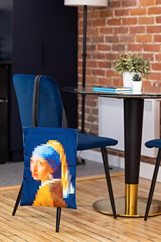 Today is Art Day - Johannes Vermeer - Girl with Pearl Earring - Pixel Art - Tote Bag - 13.5" x 17.5"