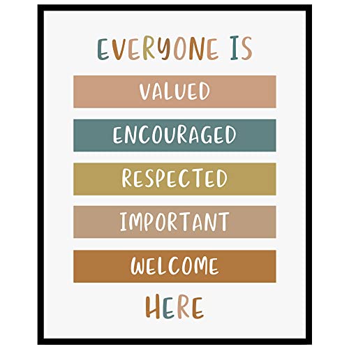 Everyone Is Welcome Here, Boho Classroom Decor, Playroom Wall Art, All Are Welcome, Classroom Poster, Kids Room Art, Classroom Quotes, Social Worker Office Decor, Counselor, 8x10 inch - UNFRAMED