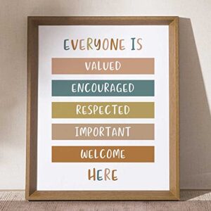 Everyone Is Welcome Here, Boho Classroom Decor, Playroom Wall Art, All Are Welcome, Classroom Poster, Kids Room Art, Classroom Quotes, Social Worker Office Decor, Counselor, 8x10 inch - UNFRAMED