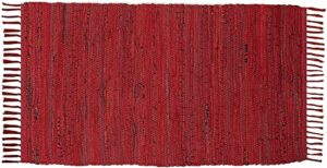 cotton rag rug 36”x60′- 3’x5′ – multicolor chindi rug – hand woven washable & reversible for living room kitchen entryway bedroom rug rag with tassel (red)