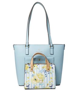 nanette lepore kira tote with printed satchel ice blue one size