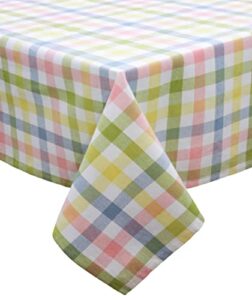 cotton craft countryside classic gingham buffalo check plaid tablecloth – premium cotton – spring easter bunny luncheon dinner – table cover – 52 inch x 70 inch – yellow multi pastel