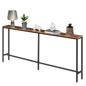 ALLOSWELL Console Table, 70.9" Narrow Long Sofa Table, Entryway Table, Industrial Sofa Table, Side Table, for Hallway, Living Room, Sturdy and Stable, Easy to Assemble, Rustic Brown CTHR18001