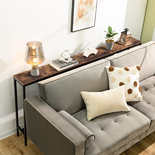 ALLOSWELL Console Table, 70.9" Narrow Long Sofa Table, Entryway Table, Industrial Sofa Table, Side Table, for Hallway, Living Room, Sturdy and Stable, Easy to Assemble, Rustic Brown CTHR18001