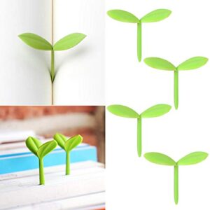 4 pieces green sprout little bookmarks, benbo mini leaf grass silicone buds bookmarks marking tag book mark decoration creative gift for students bookworm book lovers reading