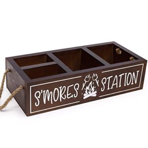 s’mores station wooden box s’mores bar holder with handles farmhouse kitchen decor rustic smores roasting station wood organizer camping bbq accessories teacher gift