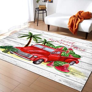 area rug 2’x3′ – watermelons in the truck wood grain backdrop non-slip living room bedroom accent rug carpet, washable kitchen mat rugs front porch floor doormat bath runner rugs