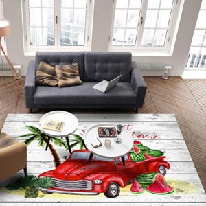 Area Rug 2'x3' - Watermelons in The Truck Wood Grain Backdrop Non-Slip Living Room Bedroom Accent Rug Carpet, Washable Kitchen Mat Rugs Front Porch Floor Doormat Bath Runner Rugs