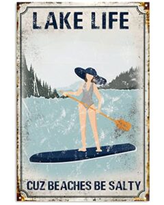 aoevc lake life cuz beaches be salty vintage metal tin sign for home bar pub garage decor gifts 8×12 inch