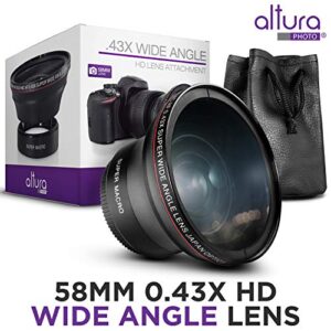 58MM 0.43x Altura Photo Professional HD Wide Angle Lens (w/Macro Portion) for Canon EOS 70D 77D 80D 90D Rebel T8i T7 T7i T6i T6s T6 SL2 SL3 DSLR Cameras