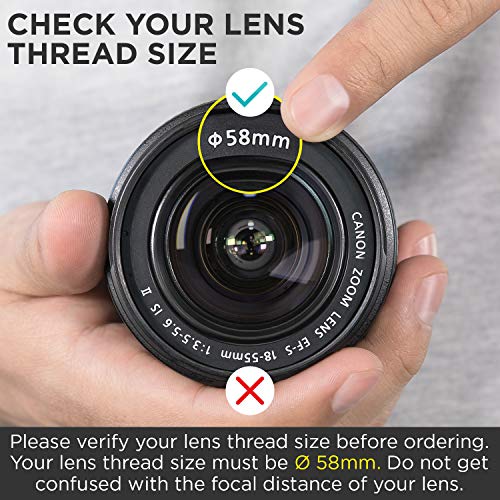 58MM 0.43x Altura Photo Professional HD Wide Angle Lens (w/Macro Portion) for Canon EOS 70D 77D 80D 90D Rebel T8i T7 T7i T6i T6s T6 SL2 SL3 DSLR Cameras