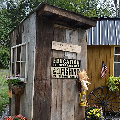 Fishing Decor Fishing Signs Lake House Decor Metal Sign - Education is important But Fishing is Importanter - 12x8 Inches Cabin Decor Man Cave Decor Tin Sign