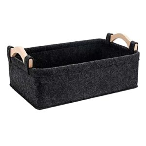 muellery storage basket decorative wooden fabric tray storage 15.6×10.2in(37x26cm) black tpaf119851