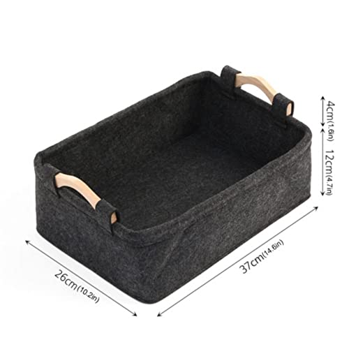 Muellery Storage Basket Decorative Wooden Fabric Tray Storage 15.6x10.2in(37x26cm) Black TPAF119851