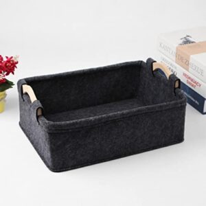 Muellery Storage Basket Decorative Wooden Fabric Tray Storage 15.6x10.2in(37x26cm) Black TPAF119851