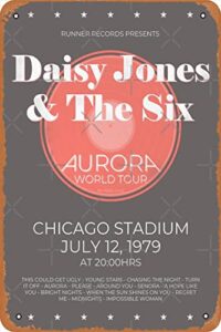 yzixulet daisy jones & the six – aurora world tour poster bl poster retro metal tin vintage sign 12 x 8 inch home bar man cave wall decor