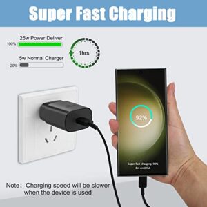 S23 S22 Ultra Samsung Fast Charger 25W Type C Charger USB-C Super Fast Charging Block with 10FT Android Phone Charger Cable for Samsung Galaxy S23/S22/S21/S20/Plus/Ultra/FE/Note 20/10/Z Fold/Flip/A17