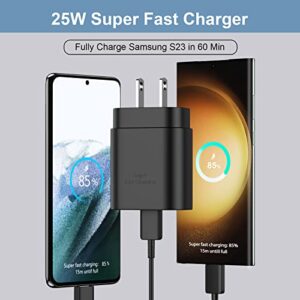 S23 S22 Ultra Samsung Fast Charger 25W Type C Charger USB-C Super Fast Charging Block with 10FT Android Phone Charger Cable for Samsung Galaxy S23/S22/S21/S20/Plus/Ultra/FE/Note 20/10/Z Fold/Flip/A17