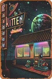 yzixulet good music rainbow kitten surprise band poster retro metal tin vintage sign 12 x 8 inch home bar man cave wall decor