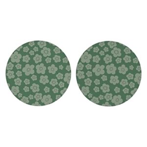 floral spring green 2.75 x 2.75 ceramic car coasters pack of 2