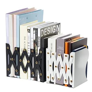 expandable bookend, adjustable metal book end, desk magazine file organizer holder, desk organizer and accessories for office, books, papers, extends up to 19 inches (black)