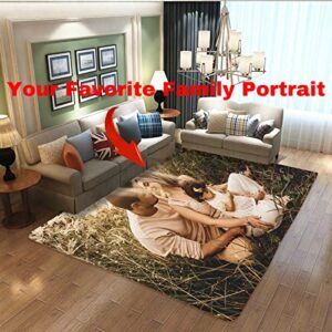 Custom Rug Design Your Photo Logo Text Personalized Door Mat Soft Anti Slip Washable Decorative Area Carpet for Home Bedroom Living Room Office Upgrade Models 36 x 24 in