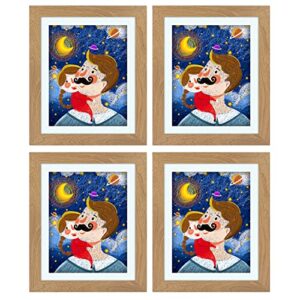 frametory, 10×12.5 kids artwork frames – magnetic front opening, tempered glass, tan interchangeable frames can hold about 50 pcs artwork, drawing, paintings, pictures, art – set of 4