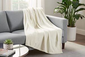 serta cozy plush thick fuzzy super soft lightweight throw blanket for bed, couch, or travel, twin (60 in x 80 in), off white