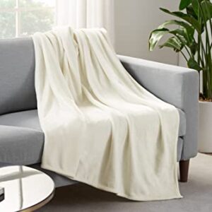 SERTA Cozy Plush Thick Fuzzy Super Soft Lightweight Throw Blanket for Bed, Couch, or Travel, Twin (60 in x 80 in), Off White