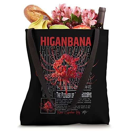 Higanbana Flower Red Spider Lily in Grunge Anime Aesthetic Tote Bag