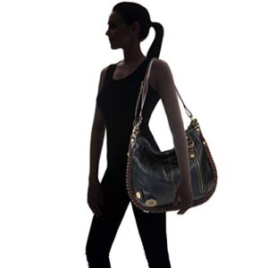 CHALA Hobo Style Large Bag Shoulder Purse with & Chala Zip Wallet Combo Set (Black_ Teal Paw Hobo & Crossbody Combo)