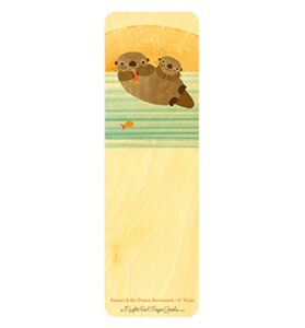 emmit & eli otters wood bookmark/ruler by night owl paper goods