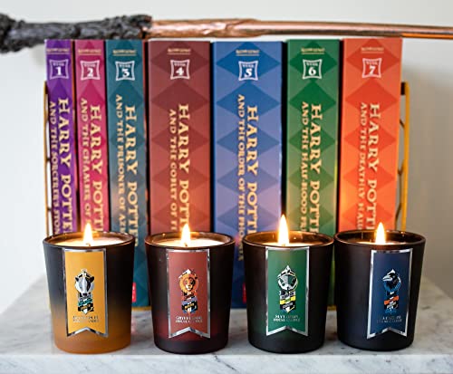 Harry Potter Hogwarts House Scented Soy Wax Candles, Set of 4 with Unique Fragrances | 20-Hour Burn Time | Home Decor Housewarming Essentials, Wizarding World Gifts and Collectibles