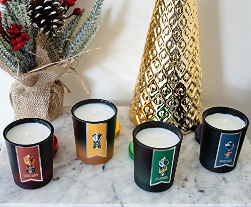 Harry Potter Hogwarts House Scented Soy Wax Candles, Set of 4 with Unique Fragrances | 20-Hour Burn Time | Home Decor Housewarming Essentials, Wizarding World Gifts and Collectibles