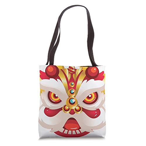 Lion Dance Head Festival Happy Chinese New Year Tote Bag