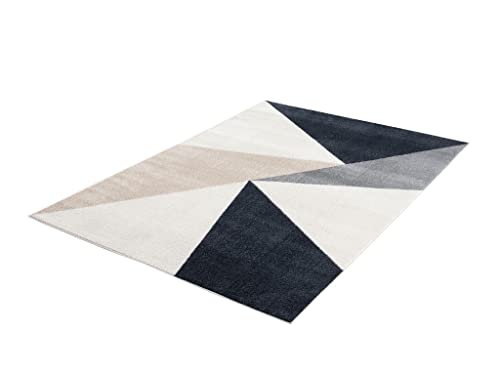 Abani Rugs Gray, Cream and Beige 4 ft. X 6ft. Contemporary Rug. Repeated Triangles in Tones of Cream and Gray Inspired by mid-Century Design. Minimalistic Design Turkish Stain Resistant Area Rug.