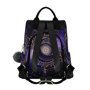 Glaphy Galaxy Sun Moon and Stars Boho Backpack Purse for Women, Anti Theft Backpack Shoulder Bag, Fashion Ladies Backpack