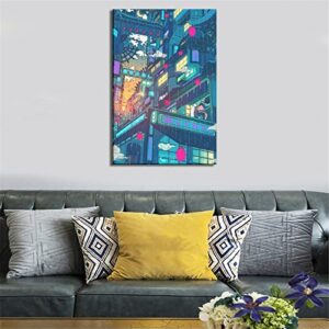 Anime Neon Tokyo City Uzumaki and Jiraiya Poster Picture Canvas Wall Art Print Modern Home Room Decor 12x18inchs(30x45cm)