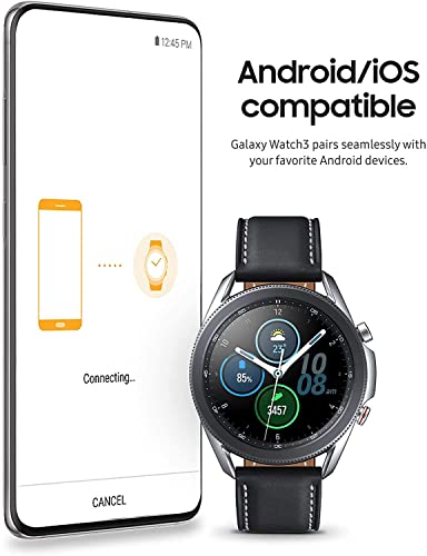 Samsung Galaxy Watch3 GPS Smartwatch 45mm, Mystic Silver (Renewed)