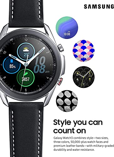 Samsung Galaxy Watch3 GPS Smartwatch 45mm, Mystic Silver (Renewed)