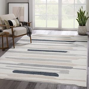 abani rugs cream and gray 6 ft. x 9 ft. contemporary neutral paint line area rug. superior turkish stain resistant area rug