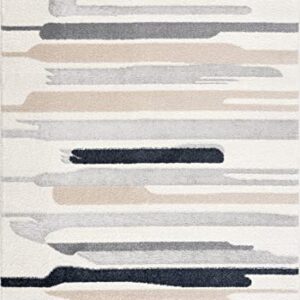 Abani Rugs Cream and Gray 6 ft. x 9 ft. Contemporary Neutral Paint line Area Rug. Superior Turkish Stain Resistant Area Rug