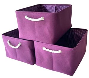italia 3pack large collapsible fabric basket purple, size: 18 x 14 x 10″h