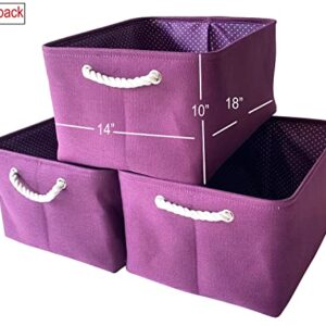 ITALIA 3pack Large Collapsible Fabric Basket Purple, Size: 18 x 14 x 10"H