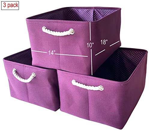 ITALIA 3pack Large Collapsible Fabric Basket Purple, Size: 18 x 14 x 10"H