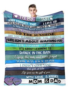 worktisky son gifts blanket,son blanket from mom dad,dad/mom to son gifts for fathers day,birthday gifts for grown son from mom dad,valentines gift for son,christmas graduation gift for son 60″x 50″