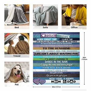 Worktisky Son Gifts Blanket,Son Blanket from Mom Dad,Dad/Mom to Son Gifts for Fathers Day,Birthday Gifts for Grown Son from Mom Dad,Valentines Gift for Son,Christmas Graduation Gift for Son 60"X 50"