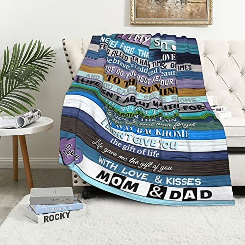 Worktisky Son Gifts Blanket,Son Blanket from Mom Dad,Dad/Mom to Son Gifts for Fathers Day,Birthday Gifts for Grown Son from Mom Dad,Valentines Gift for Son,Christmas Graduation Gift for Son 60"X 50"